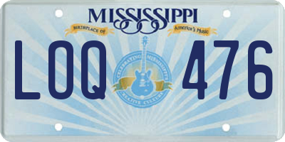 MS license plate LOQ476
