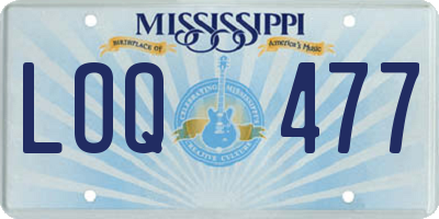 MS license plate LOQ477