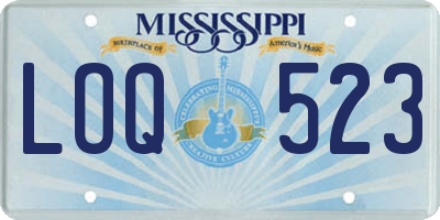 MS license plate LOQ523