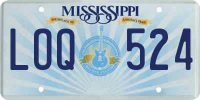 MS license plate LOQ524