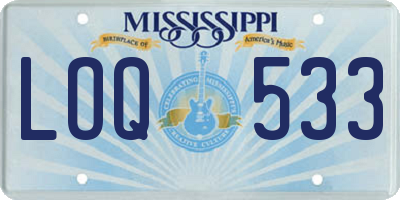 MS license plate LOQ533