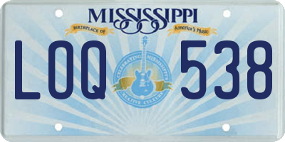 MS license plate LOQ538