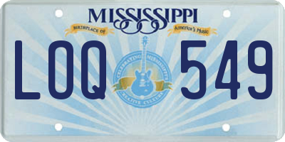 MS license plate LOQ549