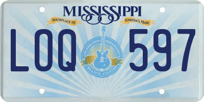 MS license plate LOQ597