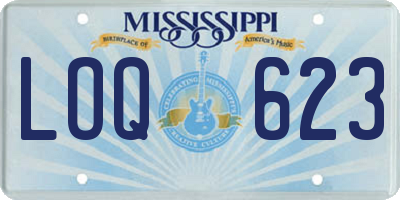 MS license plate LOQ623