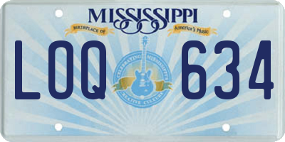 MS license plate LOQ634