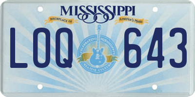 MS license plate LOQ643