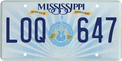 MS license plate LOQ647