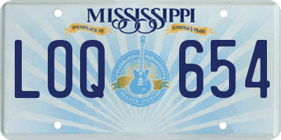 MS license plate LOQ654
