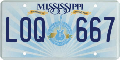 MS license plate LOQ667