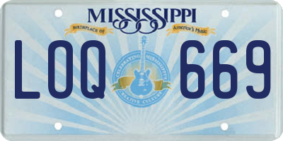 MS license plate LOQ669