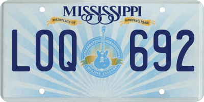 MS license plate LOQ692