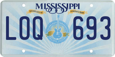 MS license plate LOQ693