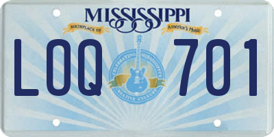 MS license plate LOQ701