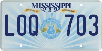 MS license plate LOQ703
