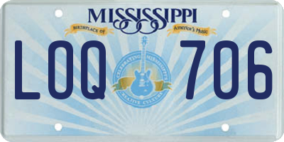 MS license plate LOQ706