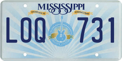 MS license plate LOQ731