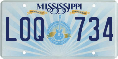MS license plate LOQ734