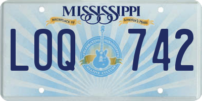 MS license plate LOQ742