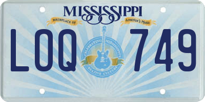 MS license plate LOQ749