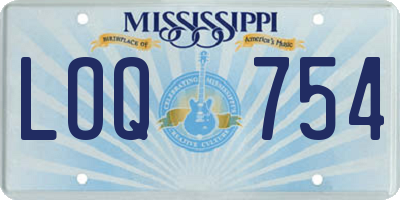MS license plate LOQ754