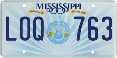 MS license plate LOQ763
