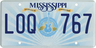 MS license plate LOQ767
