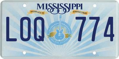 MS license plate LOQ774
