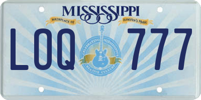 MS license plate LOQ777