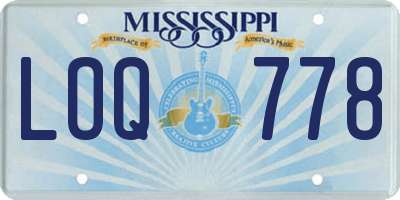 MS license plate LOQ778