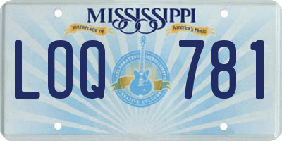MS license plate LOQ781