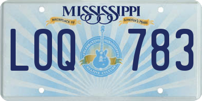 MS license plate LOQ783