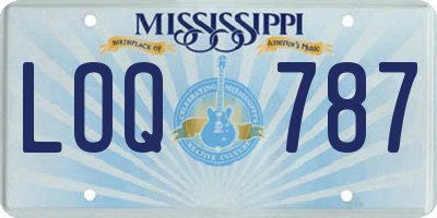 MS license plate LOQ787