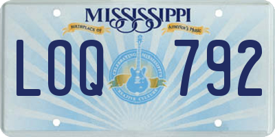 MS license plate LOQ792