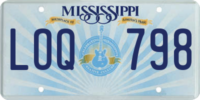 MS license plate LOQ798