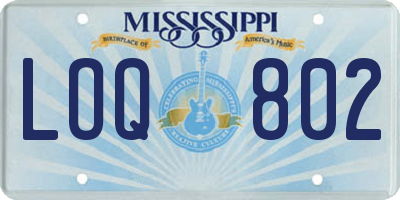 MS license plate LOQ802