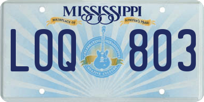 MS license plate LOQ803