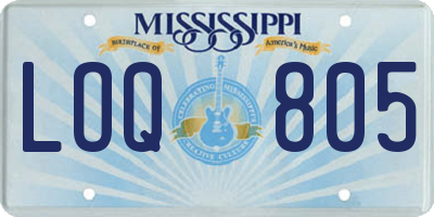 MS license plate LOQ805