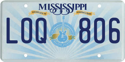 MS license plate LOQ806