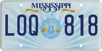 MS license plate LOQ818