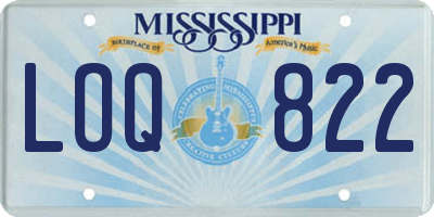 MS license plate LOQ822