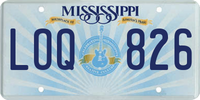 MS license plate LOQ826