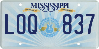 MS license plate LOQ837