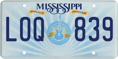 MS license plate LOQ839