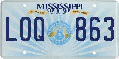 MS license plate LOQ863