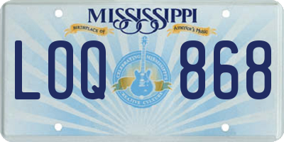 MS license plate LOQ868