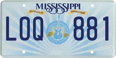 MS license plate LOQ881