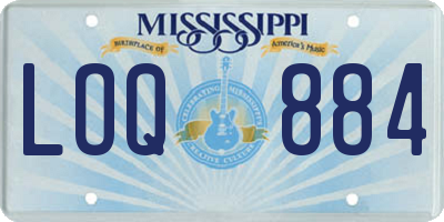 MS license plate LOQ884