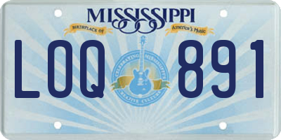 MS license plate LOQ891
