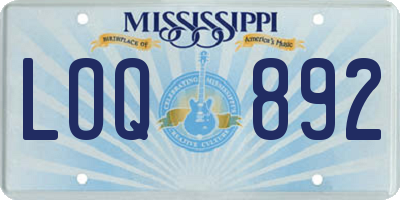 MS license plate LOQ892